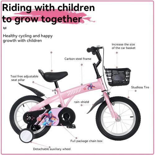 FKZNPJ 16 Inch Sporty Kids Bike With Training Wheels And Stand Adjustable Saddle Suitable For Boys And Girls Aged 4-8 Years Tall Height 41-53 Inches Available In A Variety Of Colors - Image 8