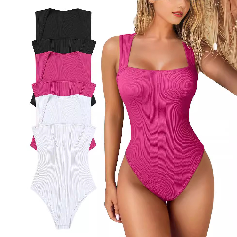 Women's U-neck Sleeveless Vest Tight Jumpsuit - Image 7