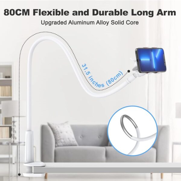 Newest Gooseneck Phone Holder 31in Long Flexible Lazy Arm Clip Adjustable Overhead Phone Mount For Phone - Image 5