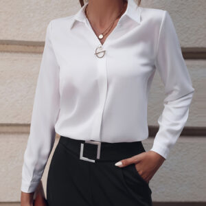 Fashionable Elegant Business Style Long Sleeve Shirt With Pearl Button