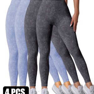 4 Pieces Scrunch Butt Lifting Workout V Back Leggings
