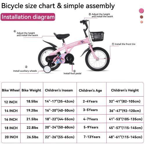 FKZNPJ 16 Inch Sporty Kids Bike With Training Wheels And Stand Adjustable Saddle Suitable For Boys And Girls Aged 4-8 Years Tall Height 41-53 Inches Available In A Variety Of Colors - Image 4