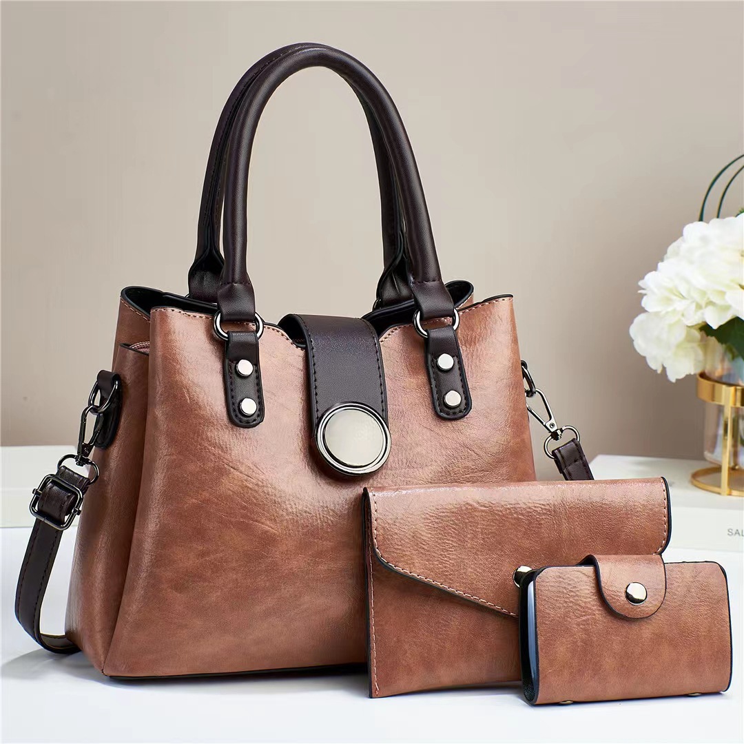 Women's Fashion Simple Large Capacity Shoulder Messenger Handbag Three-piece Set - Image 8