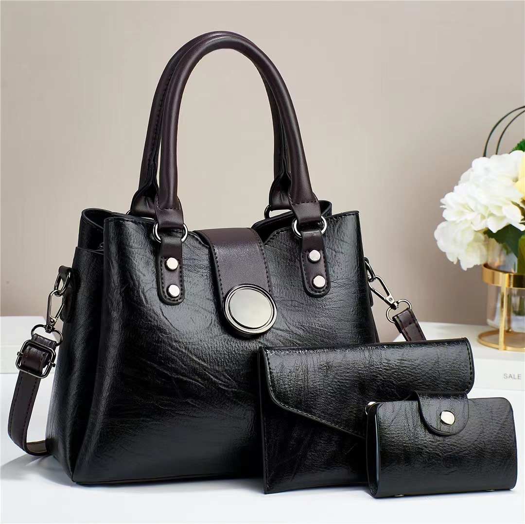 Women's Fashion Simple Large Capacity Shoulder Messenger Handbag Three-piece Set - Image 6