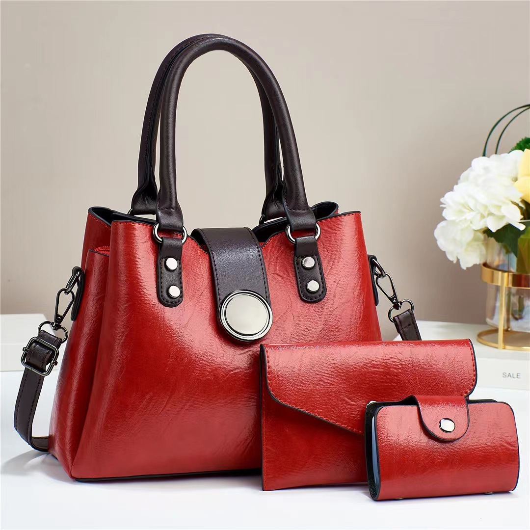 Women's Fashion Simple Large Capacity Shoulder Messenger Handbag Three-piece Set - Image 7