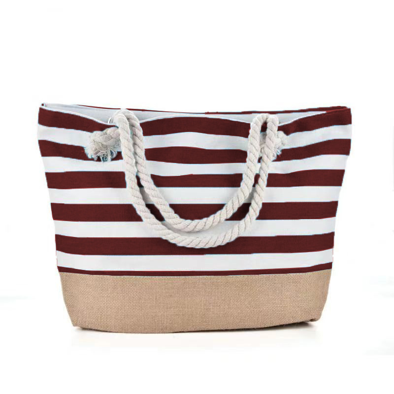 Striped Beach Bag Casual Large Capacity Women Shoulder Bags - Image 2